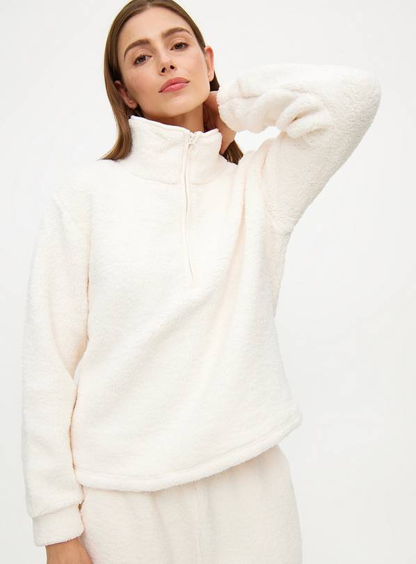 Cream Fleece Coord Half-Zip Pyjama Top 22