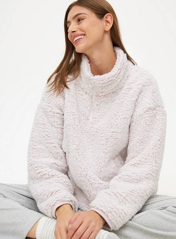 Frosted Pink Fleece Half-Zip Pyjama Top 14