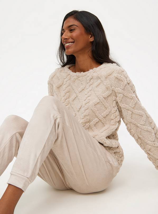 Buy Taupe Cable Design Long Sleeve Pyjamas 10 Pyjamas Tu
