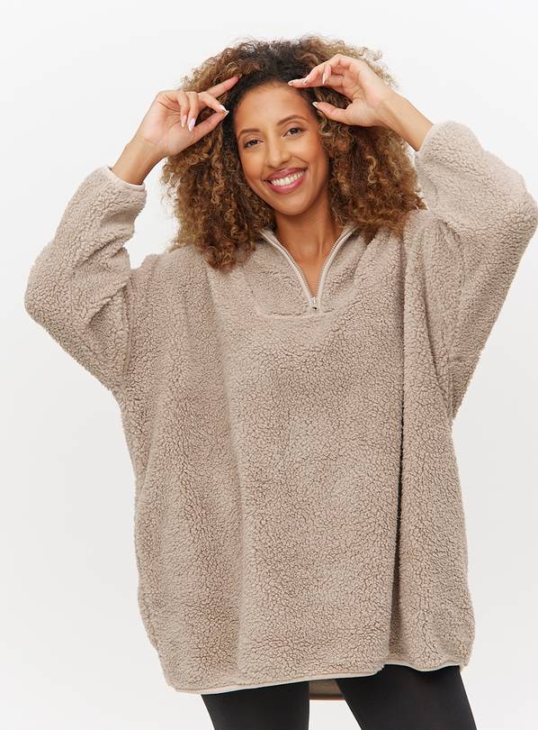 Latte Half Zip Borg Pyjama Top S