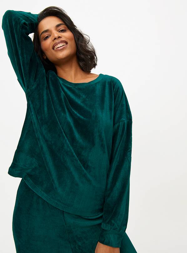 Emerald Green Velour Long Sleeve Co-ord Pyjama Top 12