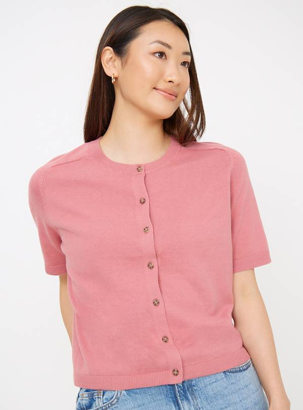 Pink Button-Through Short Sleeve Cardigan  20