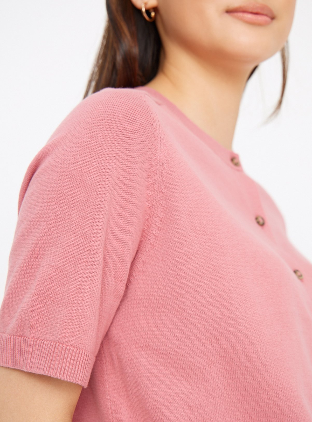 Pink Button-Through Short Sleeve Cardigan  18 - Image 3 thumbnail