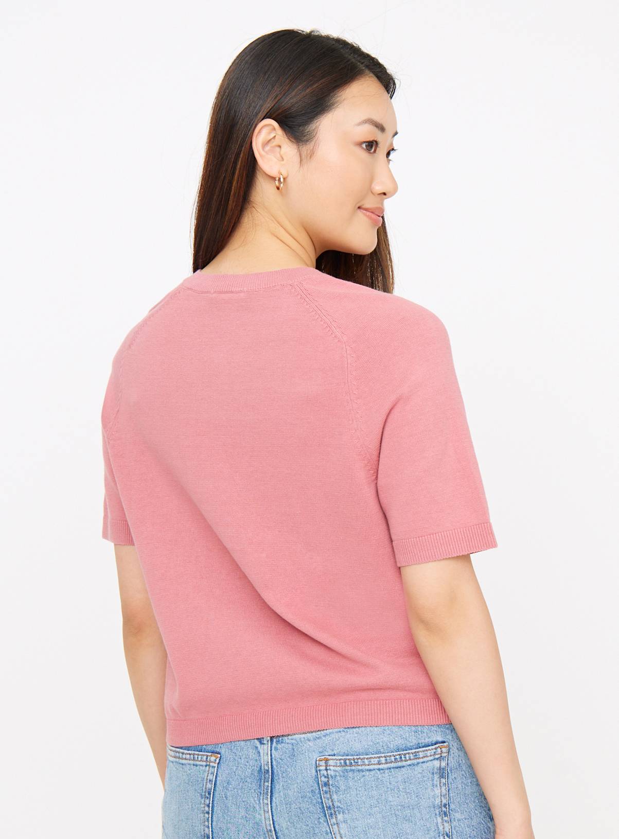 Pink Button-Through Short Sleeve Cardigan  18 - Image 4