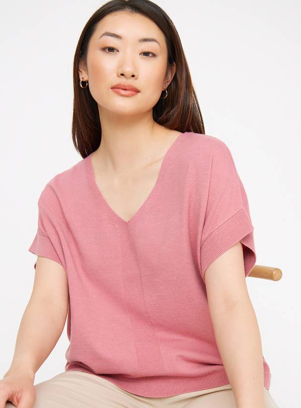 Pink Soft Touch V Neck T-Shirt 8