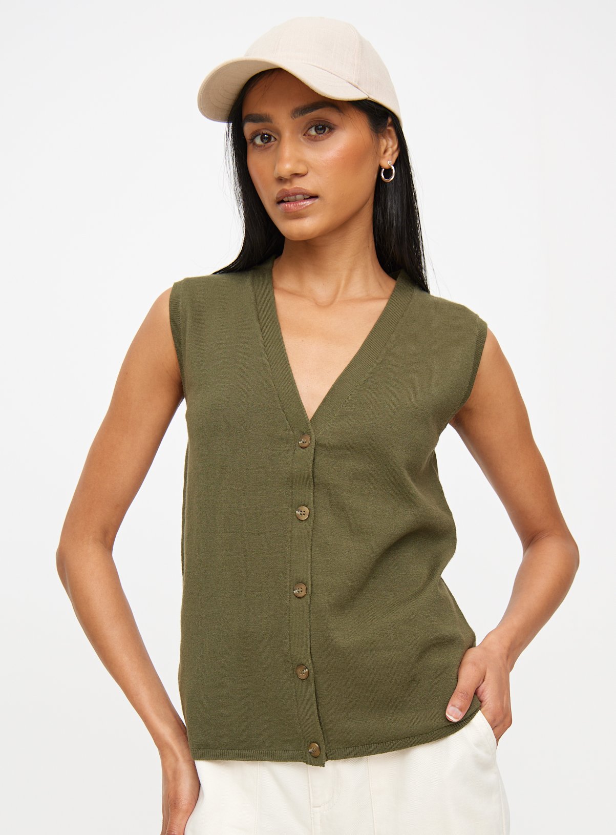 Khaki Soft Touch Button-Through Vest 18 - Image 1 thumbnail