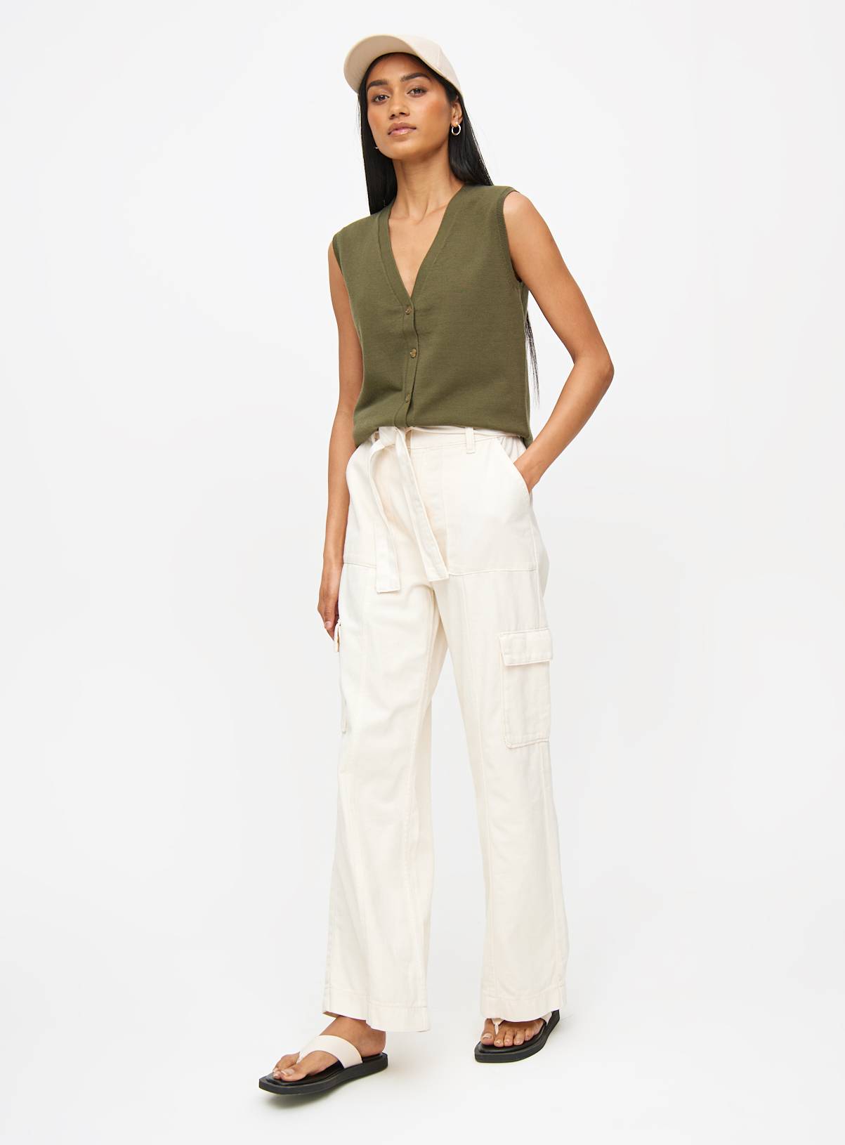 Khaki Soft Touch Button-Through Vest 18 - Image 3