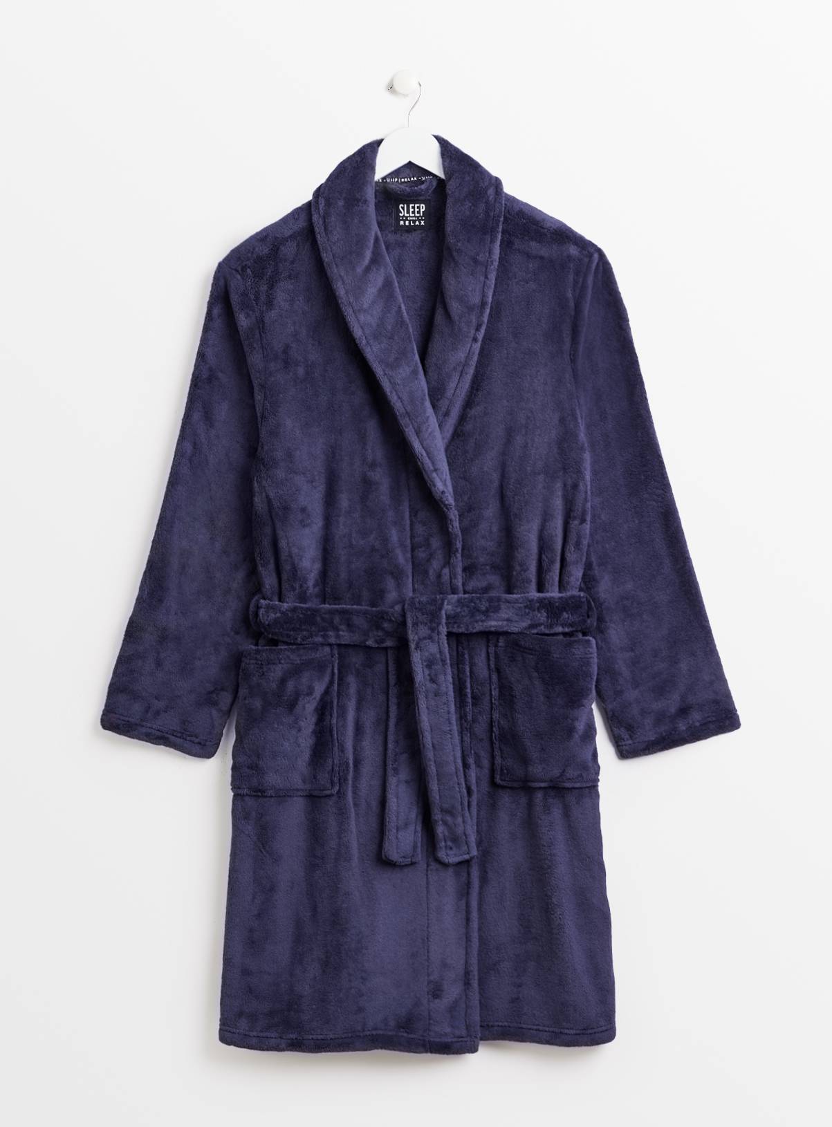 Navy Soft Fleece Dressing Gown S - Image 1