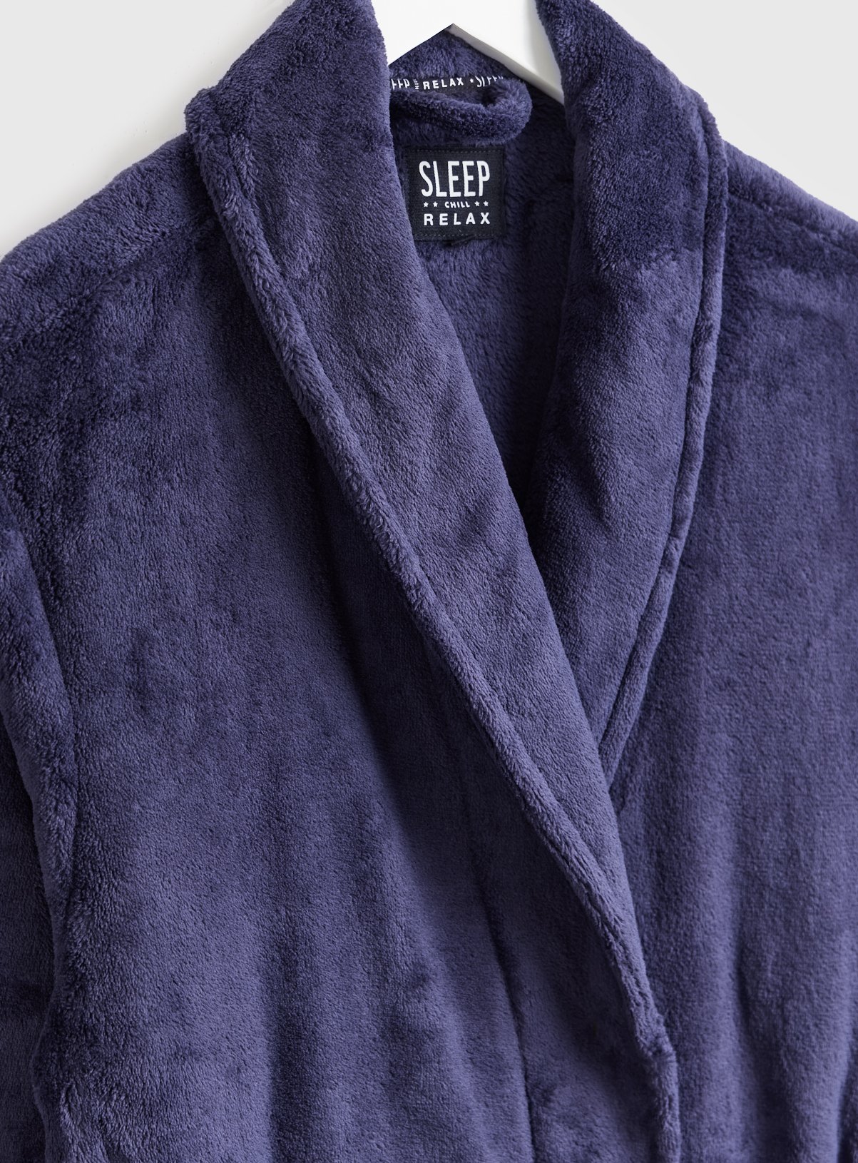 Navy Soft Fleece Dressing Gown S - Image 2 thumbnail