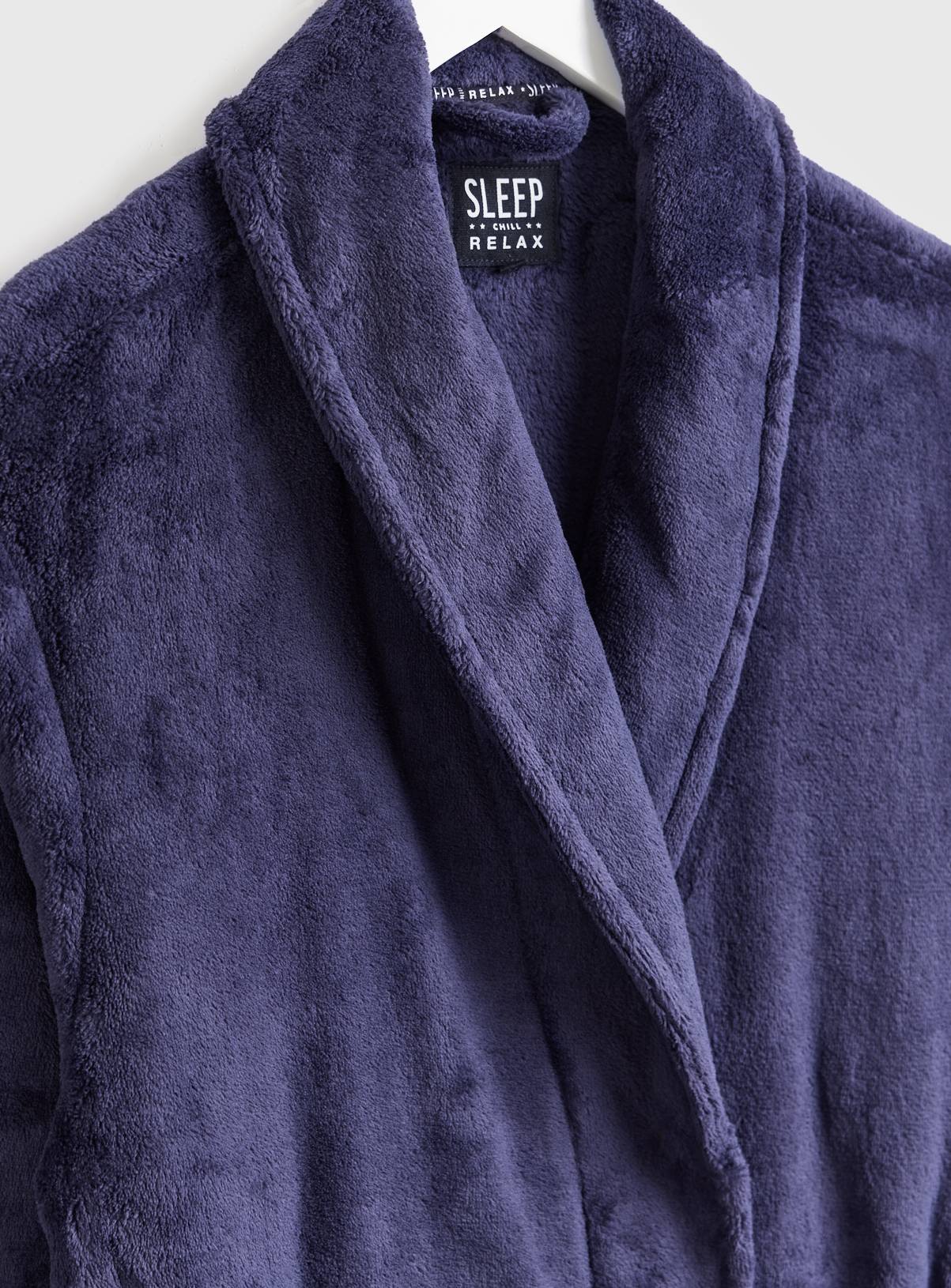 Navy Soft Fleece Dressing Gown S - Image 2
