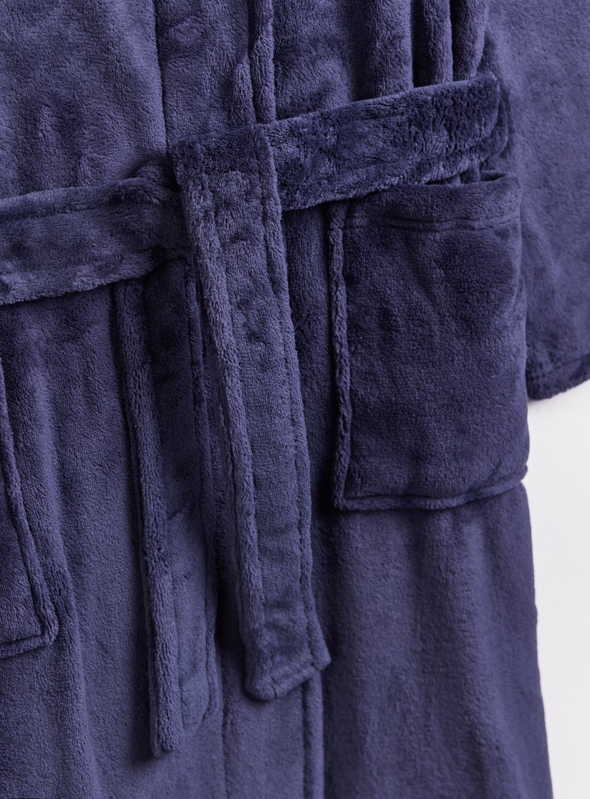 Navy Soft Fleece Dressing Gown S - Image 3 thumbnail