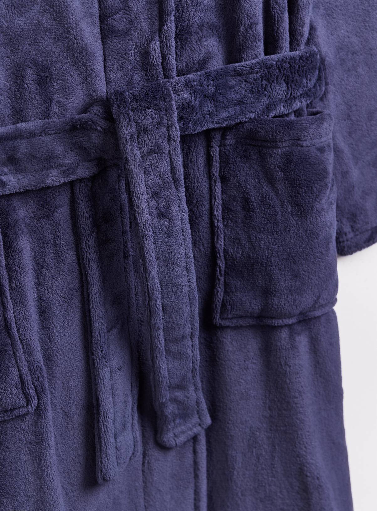 Navy Soft Fleece Dressing Gown S - Image 3