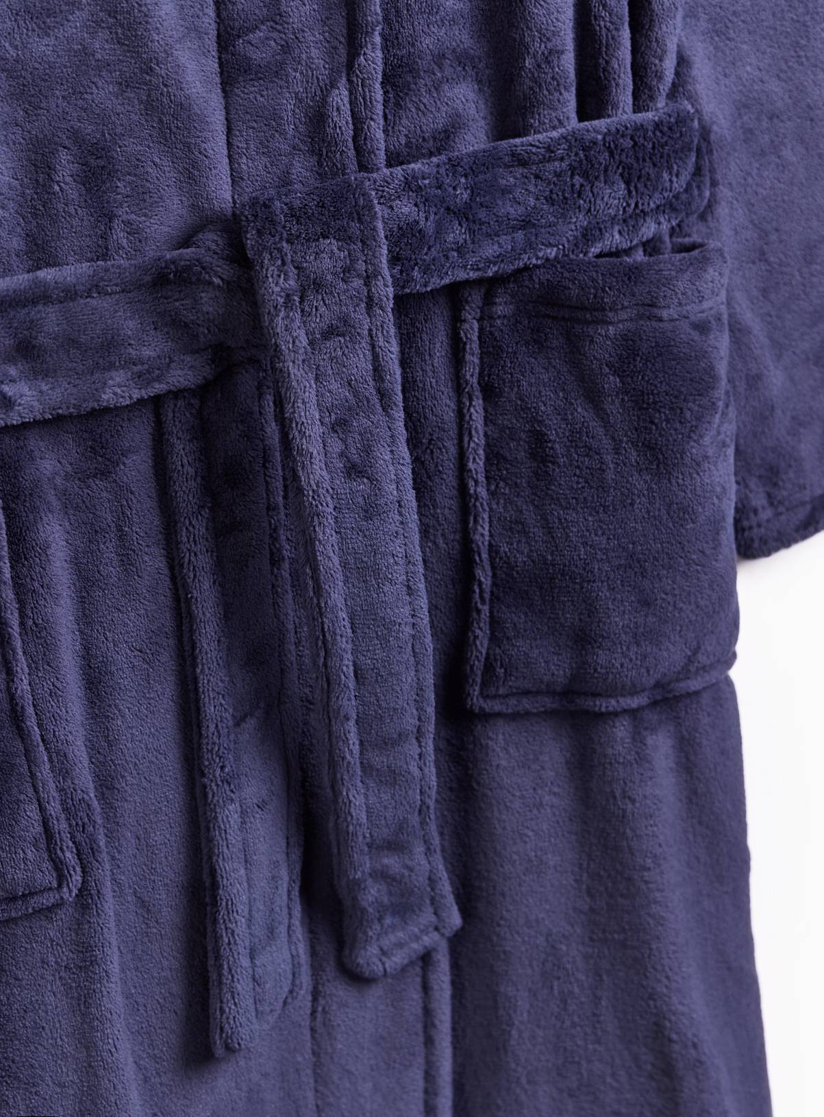 Navy Soft Fleece Dressing Gown M - Image 4