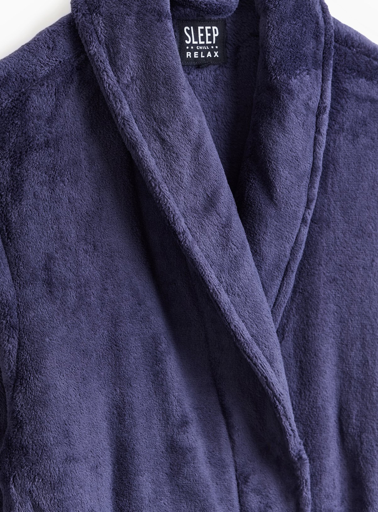 Navy Soft Fleece Dressing Gown M - Image 5 thumbnail