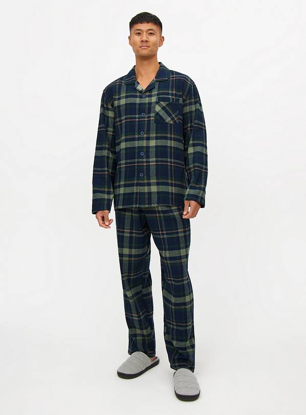 Mini Me Christmas Green & Navy Check Traditional Pyjamas XXXL