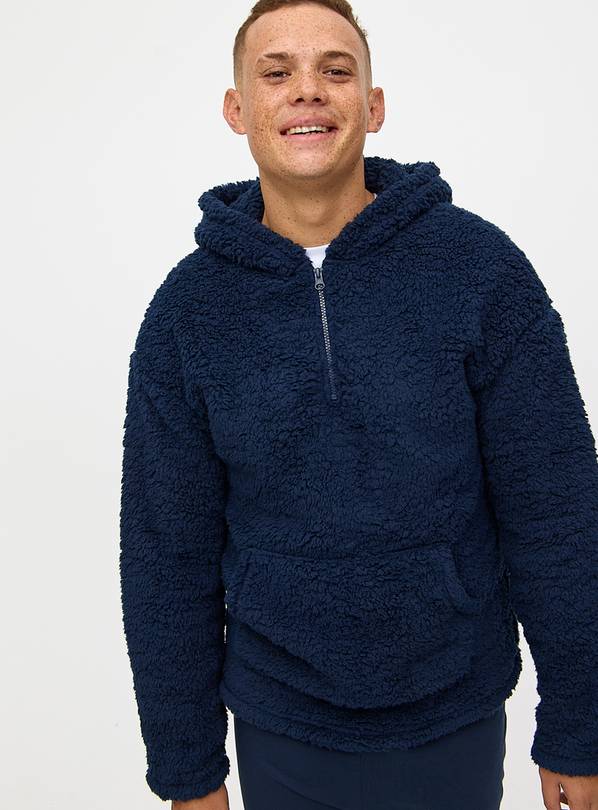 Half zip borg hoodie deals