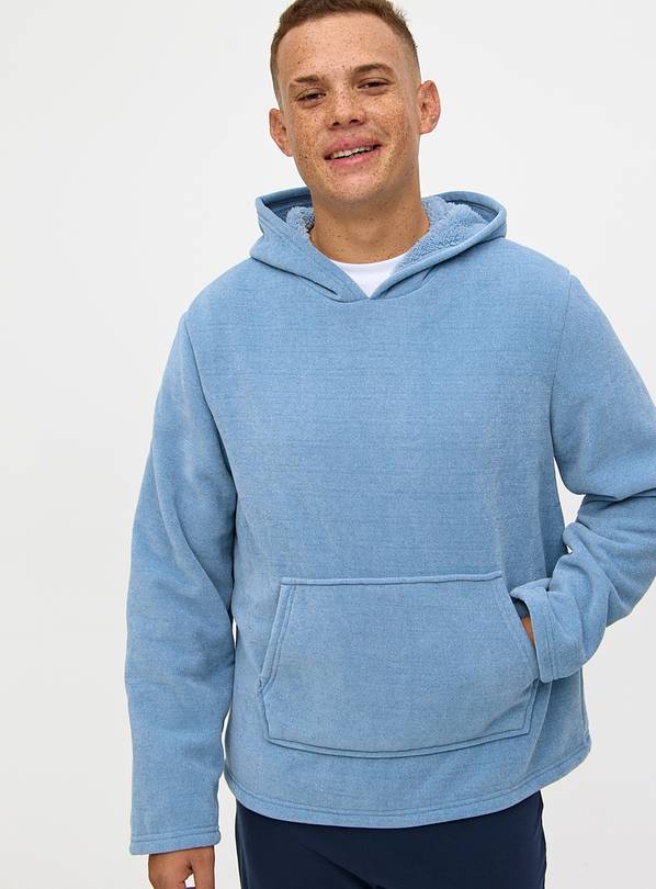 Blue Chenille Fleece Lined Pyjama Hoodie  M