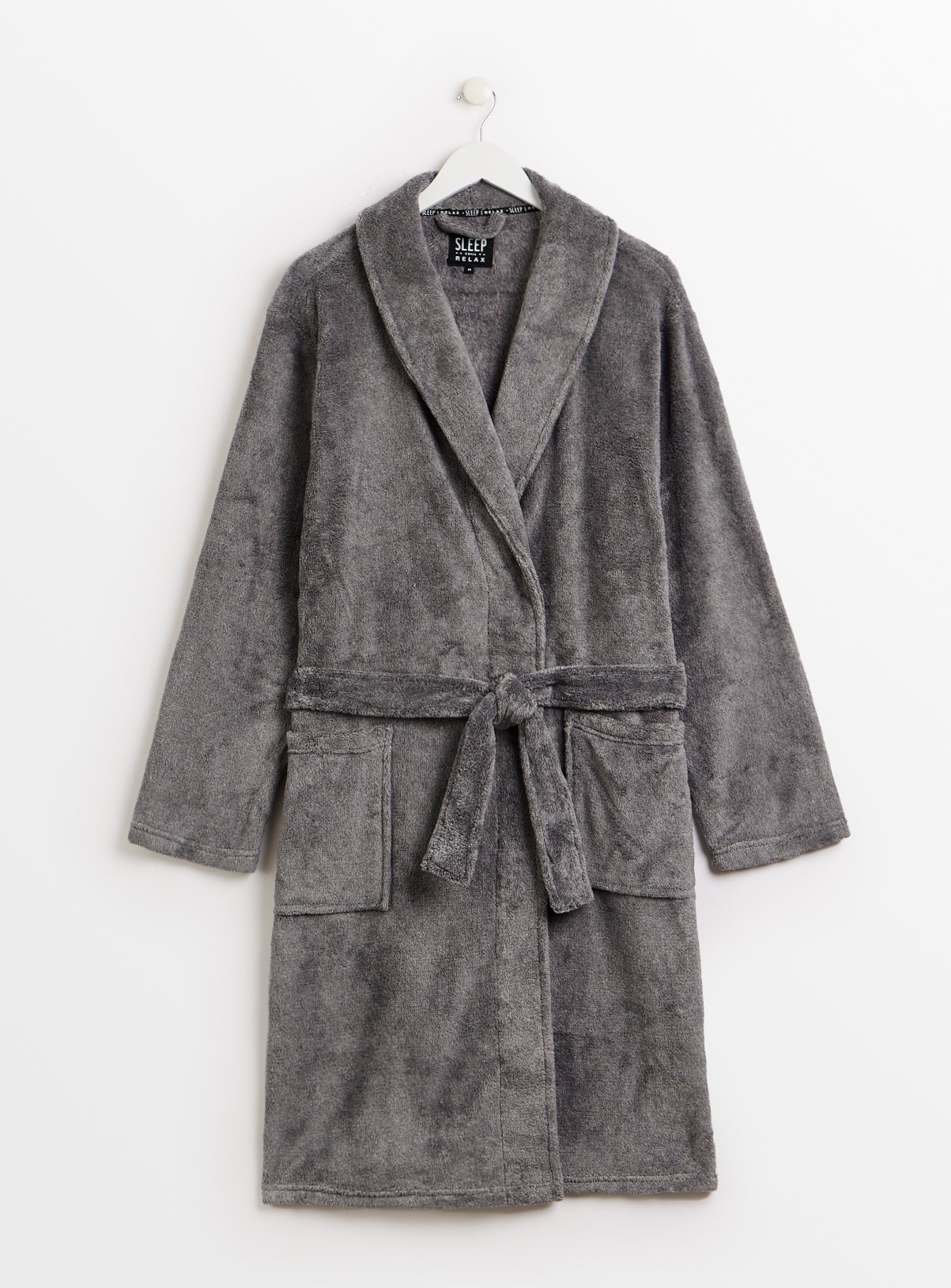 grey fluffy dressing gown Super Soft Gray Plush Hooded Women's Robe – RobeMart main image 1