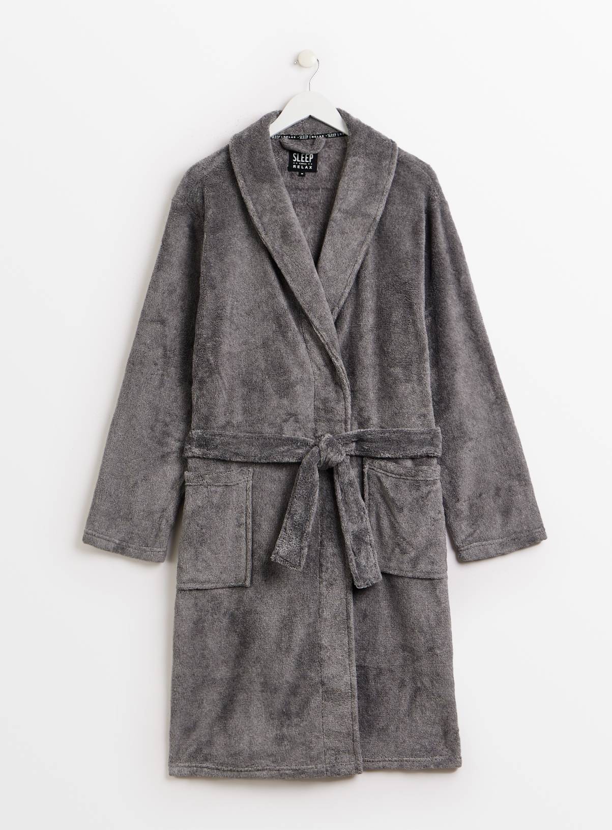 Grey Soft Fleece Dressing Gown L - Image 3