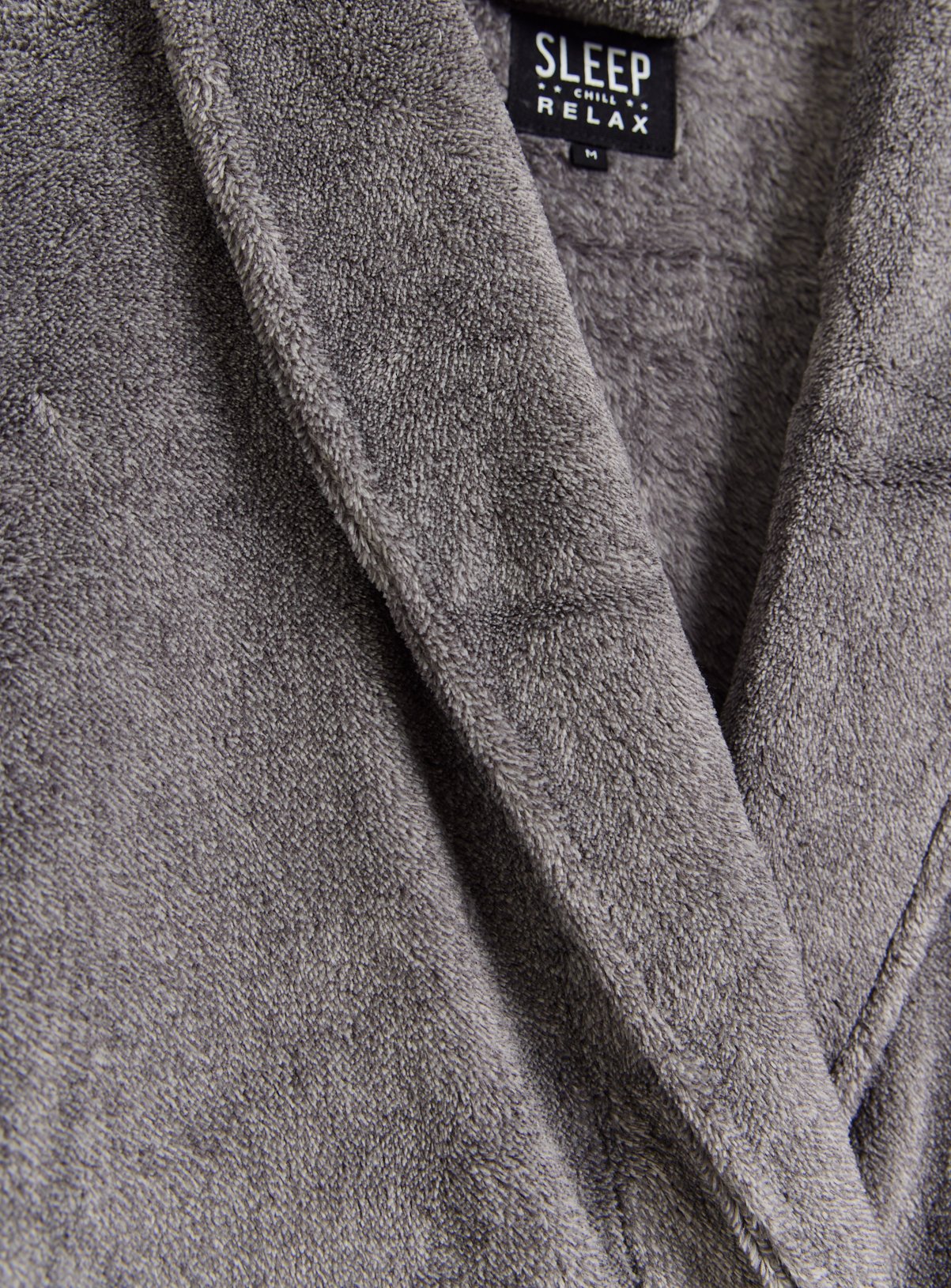 Grey Soft Fleece Dressing Gown L - Image 4 thumbnail