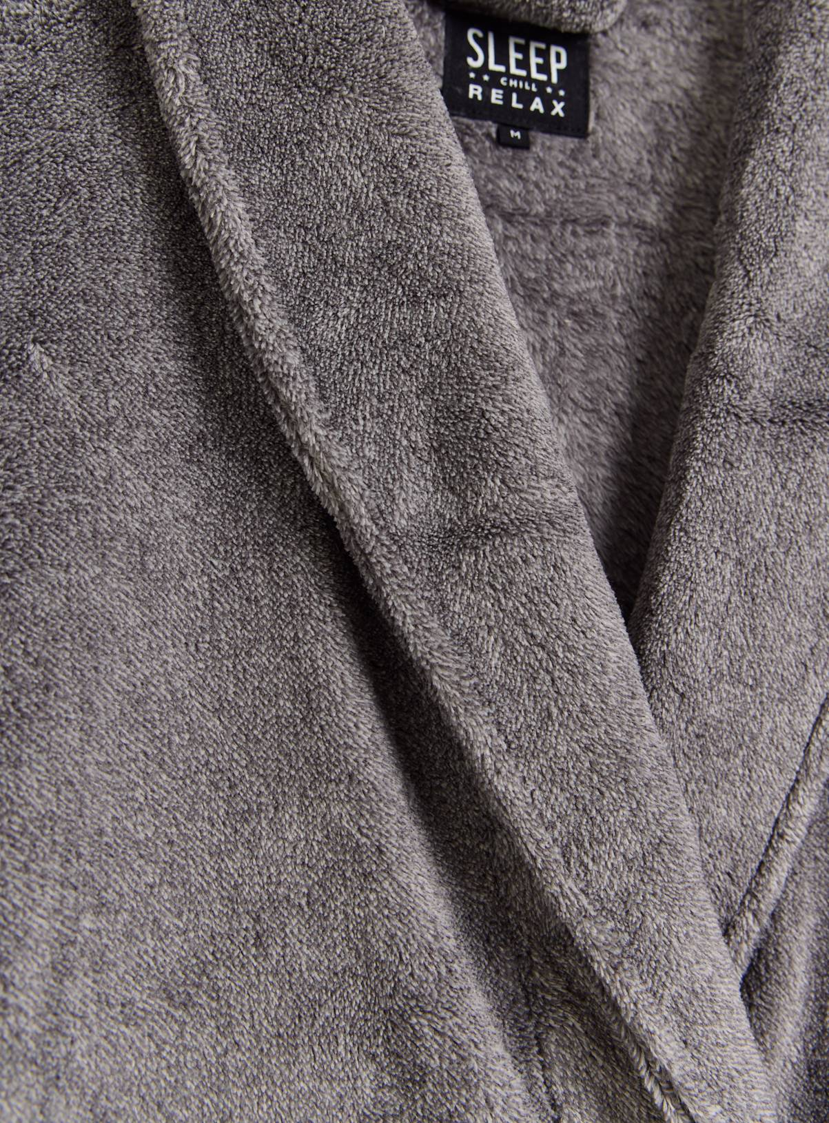 Grey Soft Fleece Dressing Gown L - Image 4