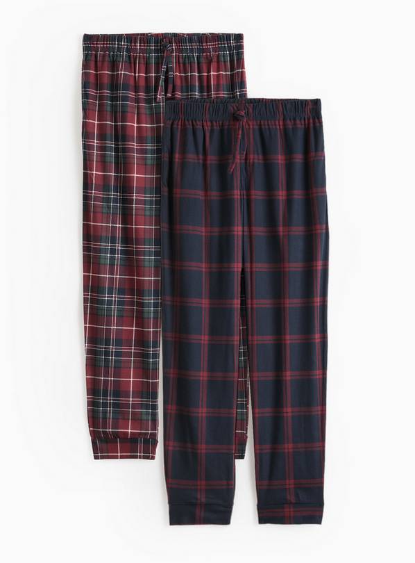 Red Check Fleece Pyjama Bottoms 2 Pack L