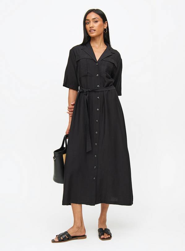 Black Belted Midaxi Shirt Dress 10