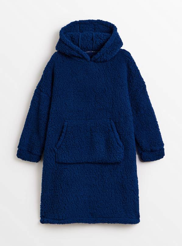 Navy Borg Fleece Hooded Blanket 3-4 years