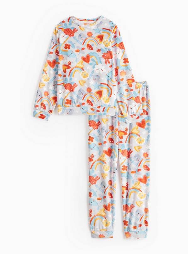 Lilac Flower Cloud Printed Fleece Pyjamas 1.5-2 years