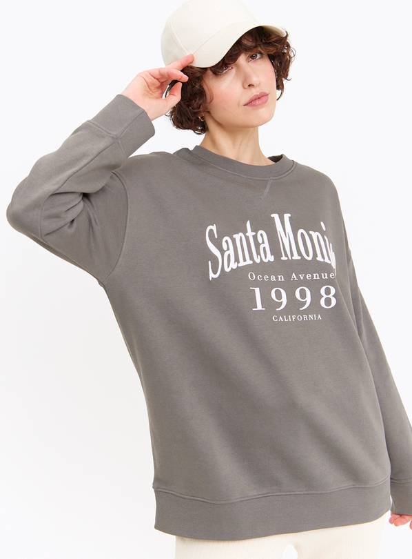 Grey Santa Monica Oversized Slogan Sweatshirt XL