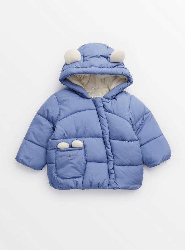 Blue Bear Hooded Puffer Jacket 3-6 months