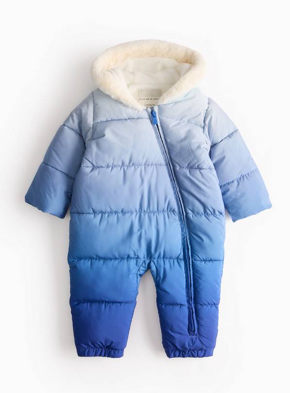 Blue Ombre Fleece Lined Padded Snowsuit 6-9 months