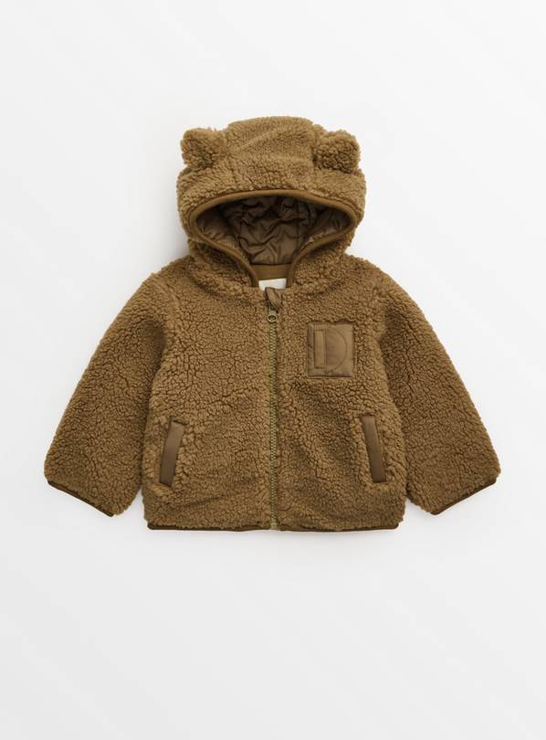 Khaki Borg Fleece Bear Ear Zip-Through Jacket 12-18 months