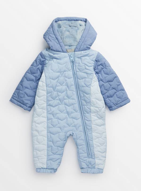 Blue Star Print Quilted Fleece Lined Pramsuit 12-18 months