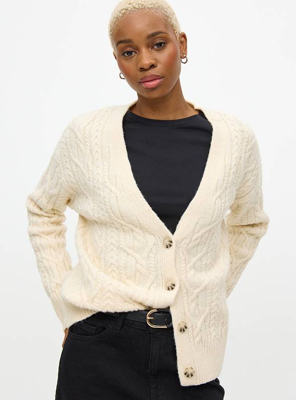 Buy Cream Cable Knit Slouch Cardigan 10 Cardigans Tu