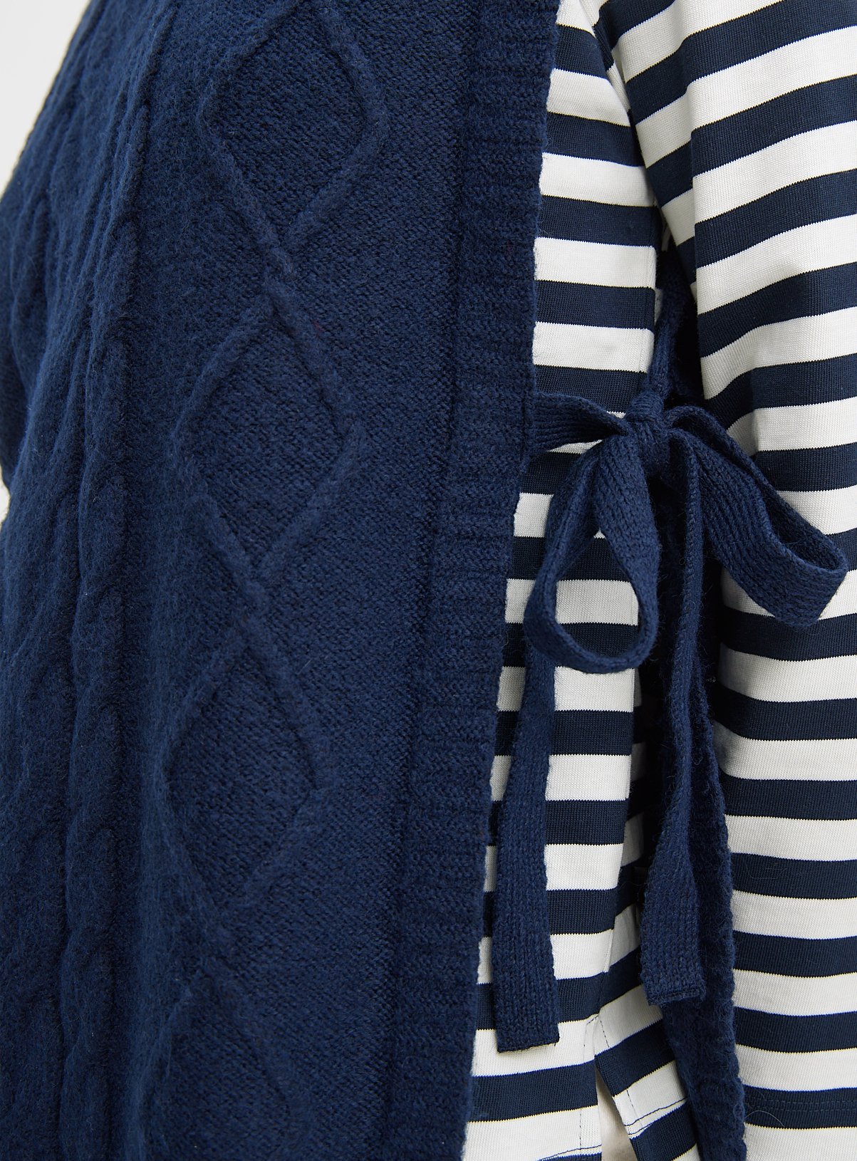 Navy Cable Knit Tie Side Vest 14 - Image 3 thumbnail