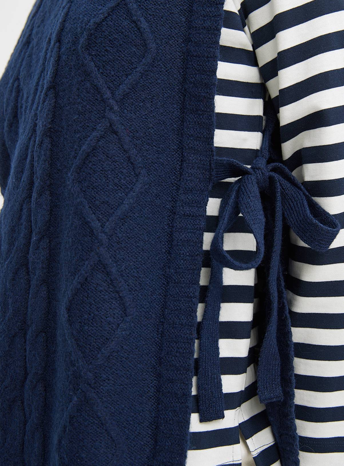Navy Cable Knit Tie Side Vest 14 - Image 3
