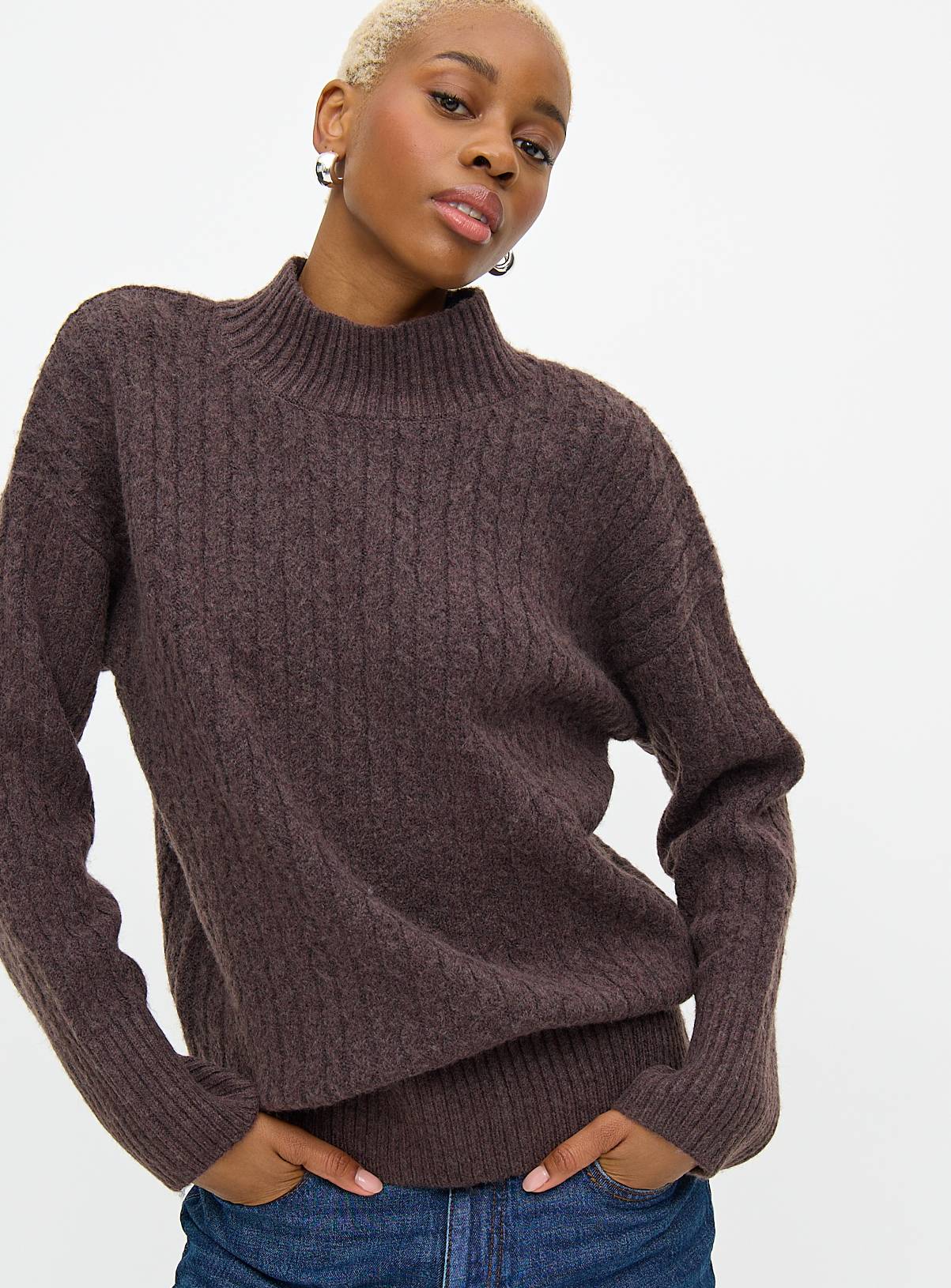 Brown High Neck Cable Knit Jumper 16 - Image 1