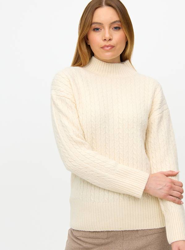 Cream High Neck Cable Knit Jumper  24