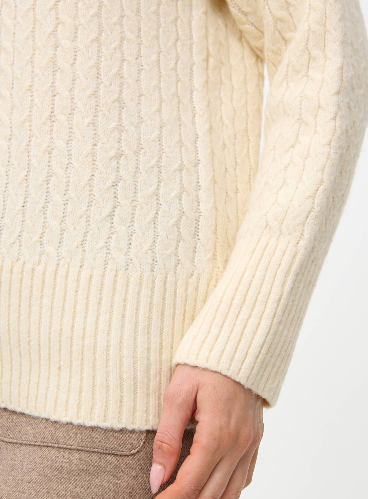 Cream High Neck Cable Knit Jumper  12 - Image 3