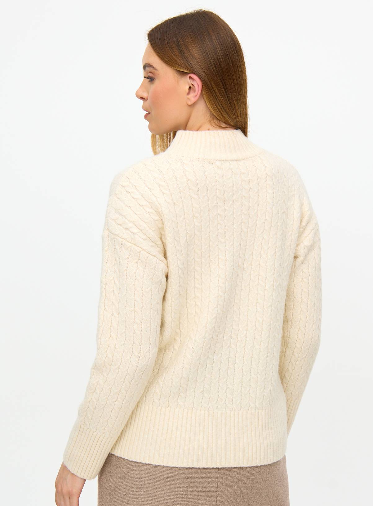 Cream High Neck Cable Knit Jumper  12 - Image 4