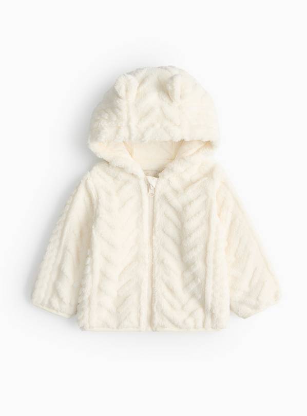 Cream Cable Fleece Bear Ear Zip-Through Jacket 6-9 months