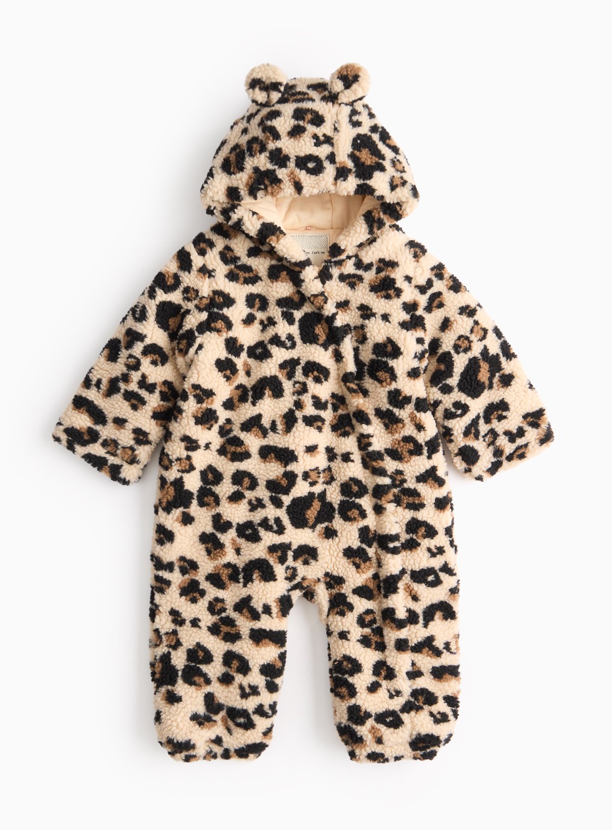 Leopard Print Borg Fleece Pramsuit (12-18 Months) - Tu by Sainsbury's