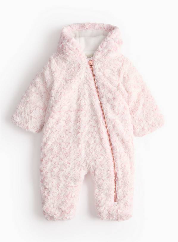 Pink Fluffy Rose Design Pramsuit 12-18 months