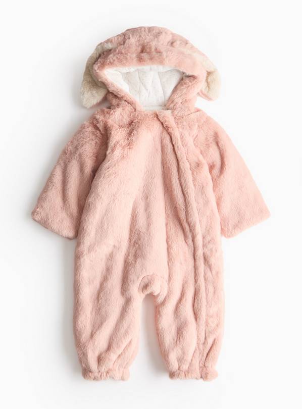 Pink Fluffy Bunny Pramsuit 3-6 months