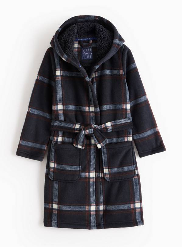 Navy Check Printed Dressing Gown 1.5-2 years