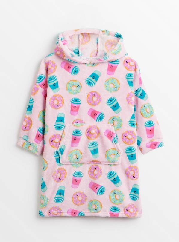 Pink Doughnut Print Fleece Hooded Blanket 3-4 years