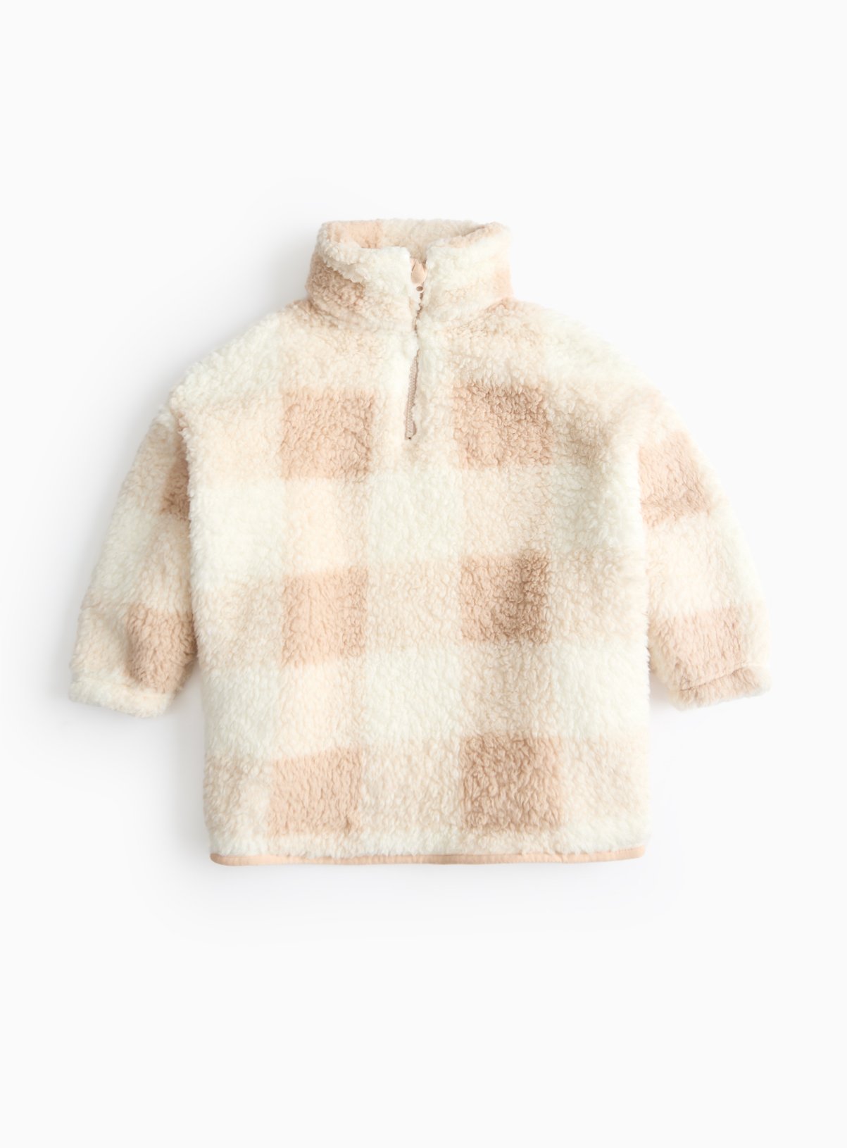 Cream Mini Me Cream Check Borg Fleece Quarter-Zip Blanket (5-6 Years) - Tu by Sainsbury's