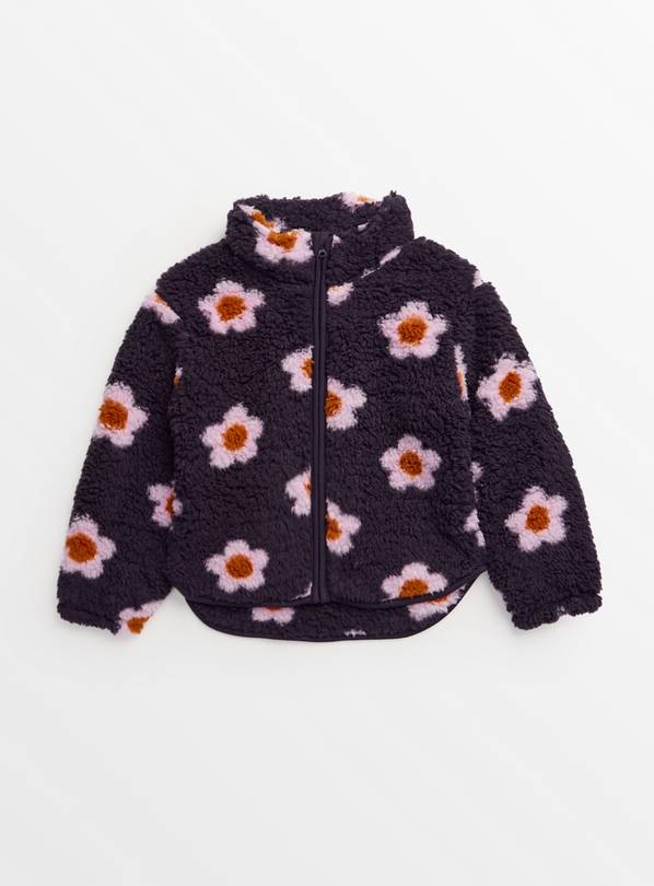 Purple Floral Borg Fleece Zip-Through Jacket 7-8 years