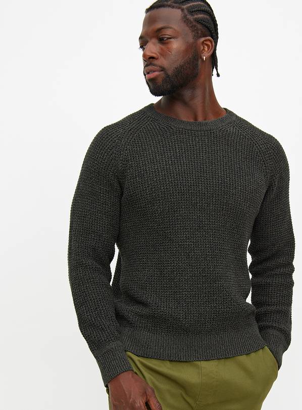 Buy Charcoal Twist Knit Crew Neck Jumper L Jumpers and cardigans Tu